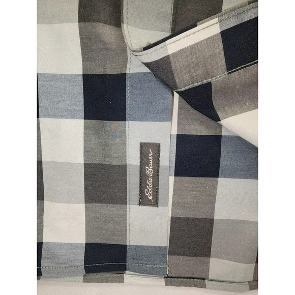 Eddie Bauer XL Gray Plaid Voyager Flex Classic Fit Wrinkle Free Shirt - Picture 4 of 6